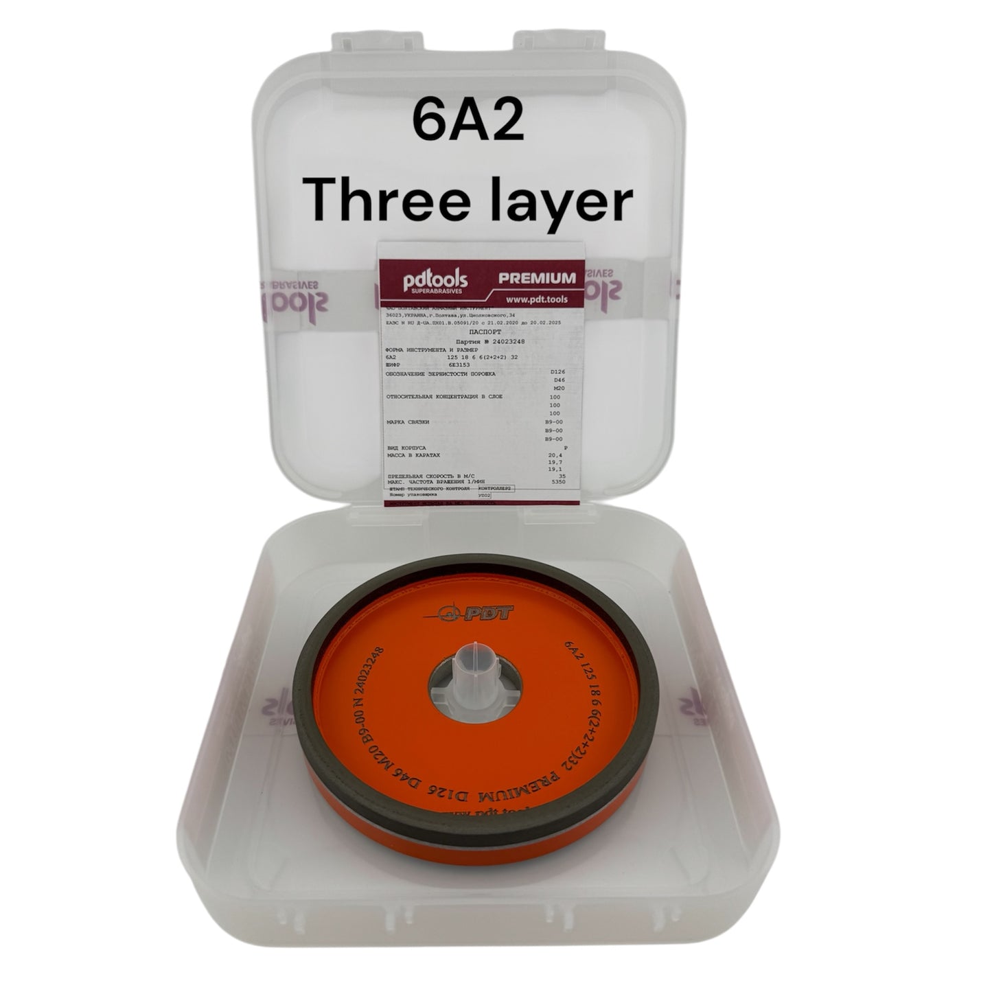 Diamond grinding wheel 6A2 125-6(2+2+2)-6-18-32 D126/D46/M20 PREMIUM B9-00