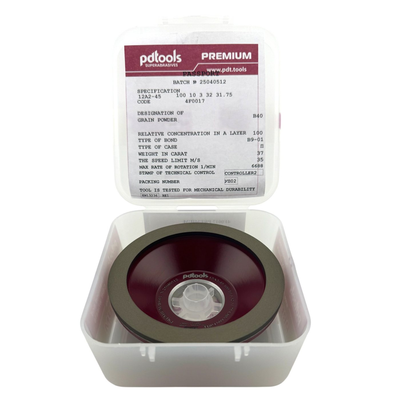 CBN grinding wheel 12A2-45 100-10-3-32-31.75 B40 PREMIUM B9-01