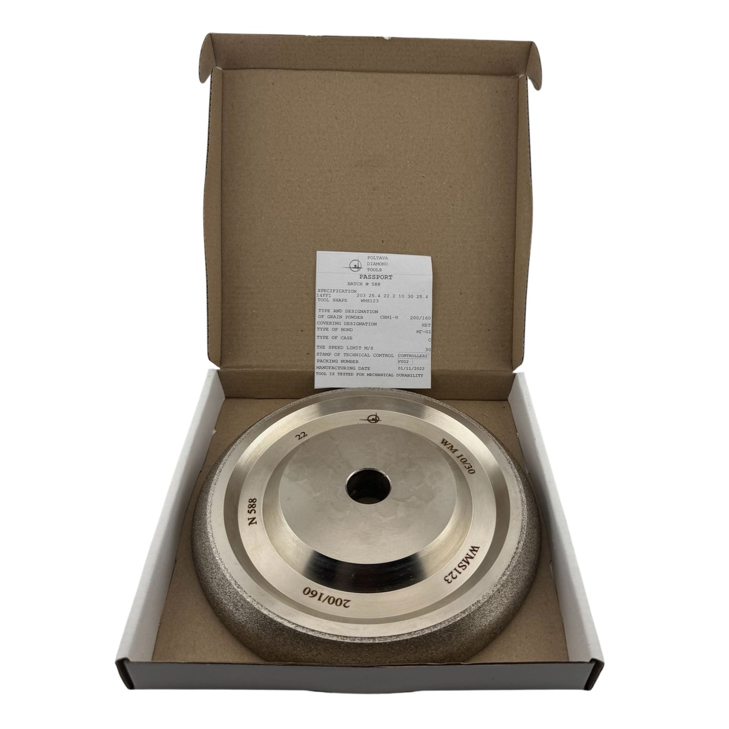 CBN Bandsaw Grinding Wheel 203 25.4 22.2 10 30 32 200/160 MG-01