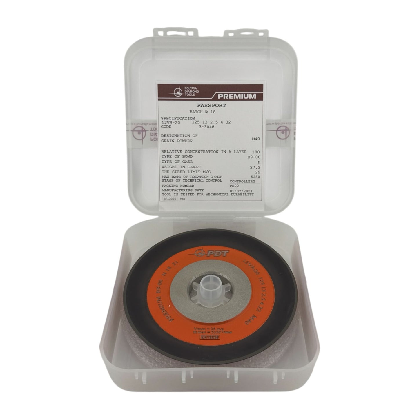 Diamond grinding wheel 12V9-20 125-13-2.5-4-32 M40 PREMIUM B9-00