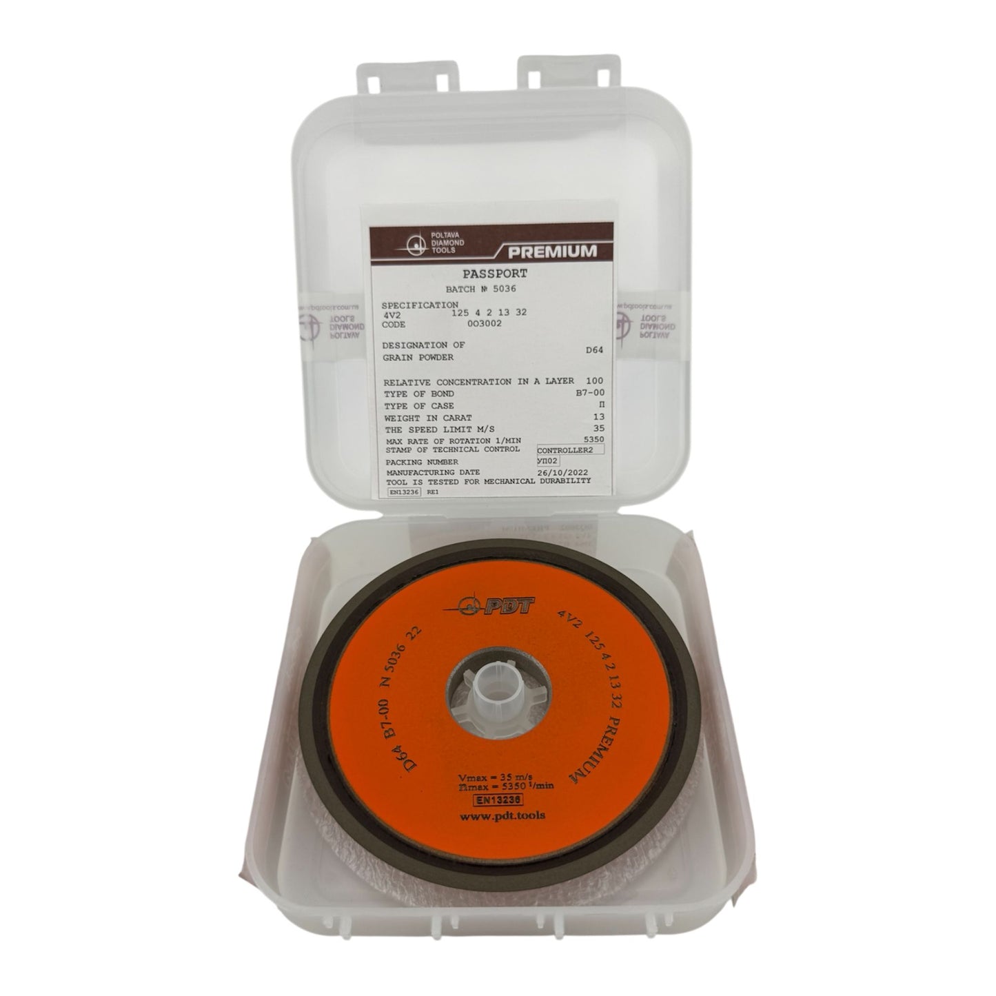 Diamond facing grinding wheel 4V2 125-4-2-13-32 D64 PREMIUM B7-00
