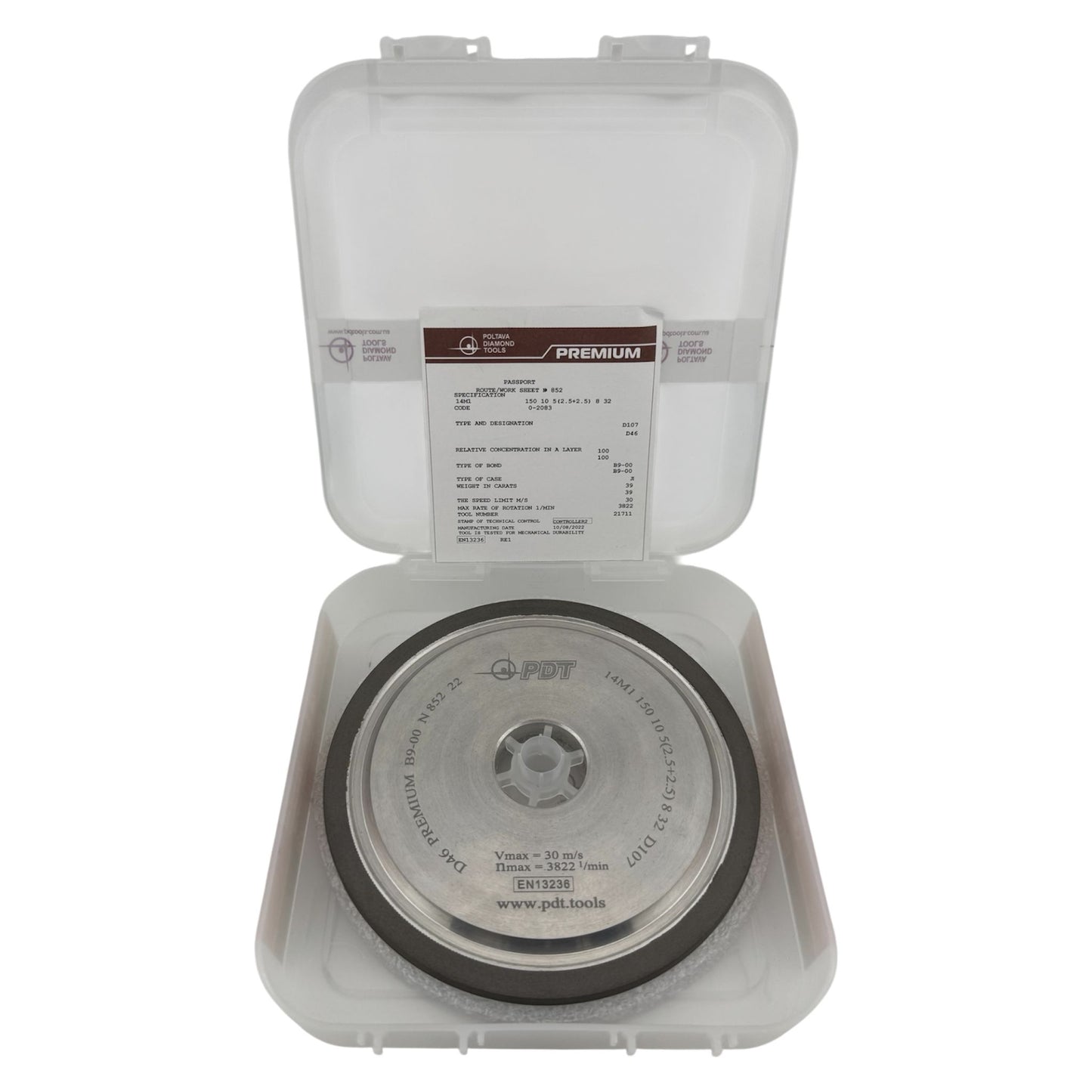Diamond Grinding Wheel Double-Grit 14M1 150-10-5(2.5+2.5)-8-32 D107/D46 PREMIUMB9-00