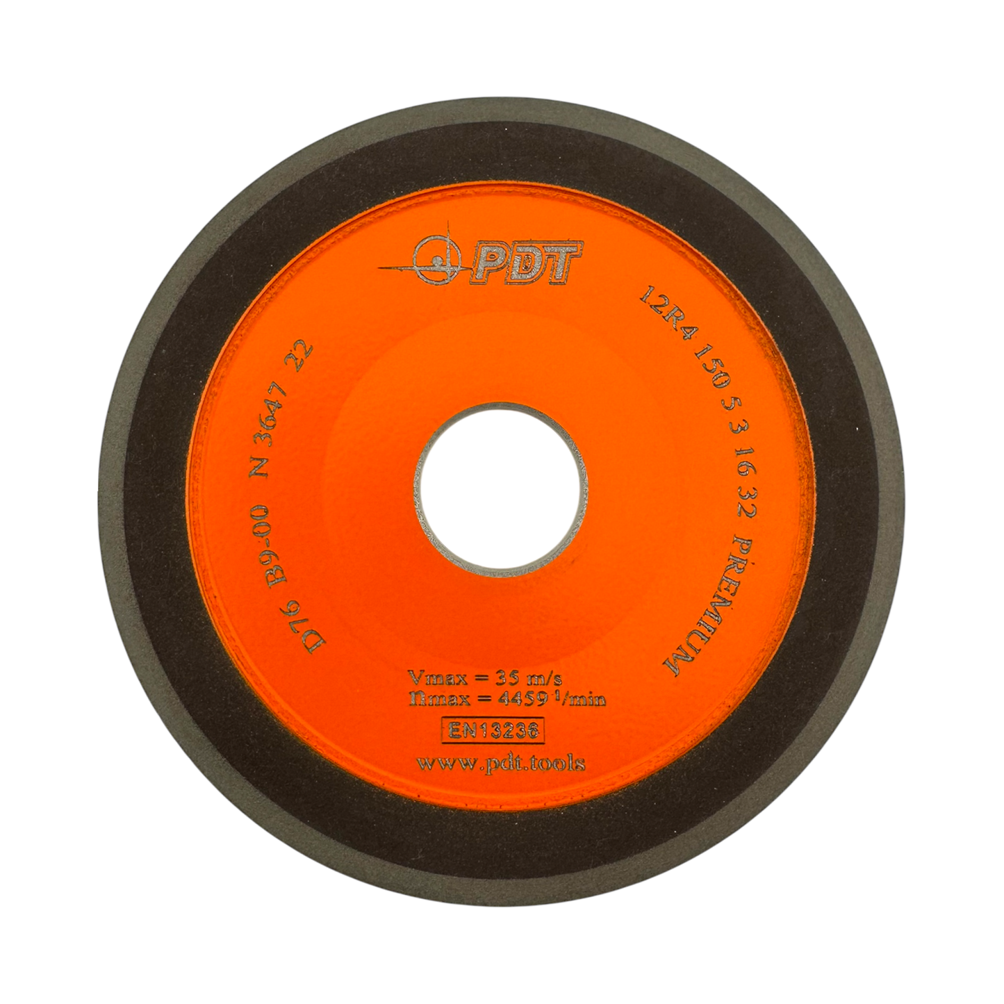 front view 6 inch diamond grinding wheel 12R4 dish type 200 grit 32mm arbor for carbide tools