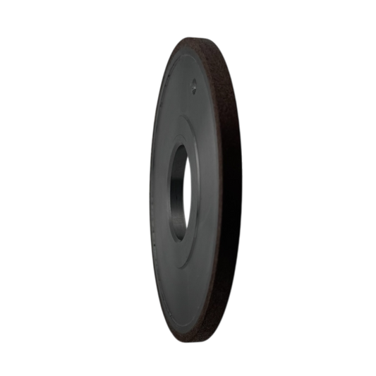 Side view from back angle of 4 inch diamond grinding wheel 1A1 showing thickness and mounting surface