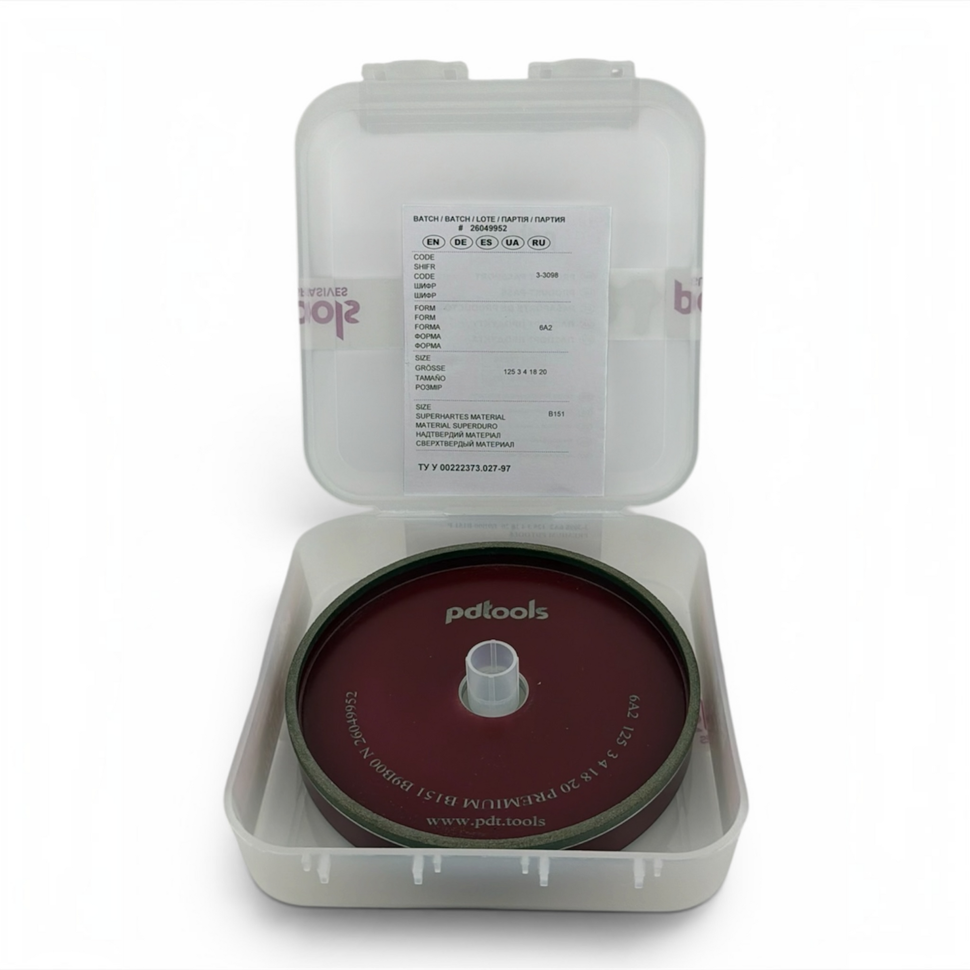 5" CBN Grinding Wheel 6A2 100 Grit for HSS Tool Sharpening 20mm Bore — Packaging