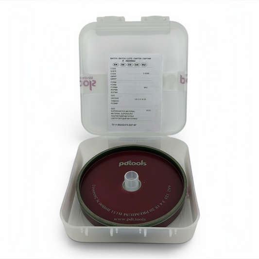 5" CBN Grinding Wheel 6A2 100 Grit for HSS Tool Sharpening 20mm Bore — Packaging