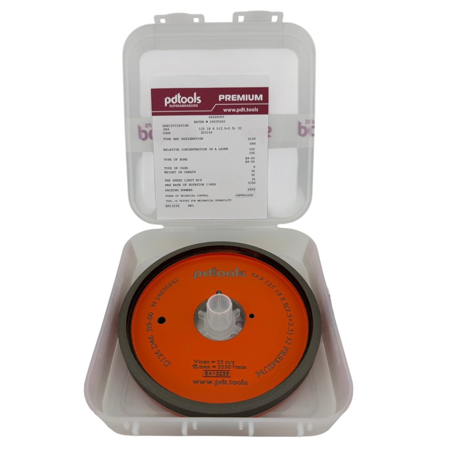 Diamond grinding wheel 6A9 125-18-8-5(2.5+2.5)-32 D126/D46 PREMIUM B9-00