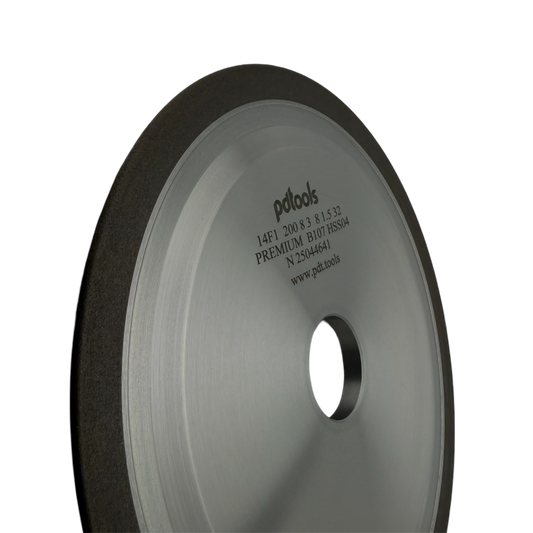 8 inch CBN grinding wheel 14F1 R1.5 U3 B107 premium for cold saw blade sharpening side view