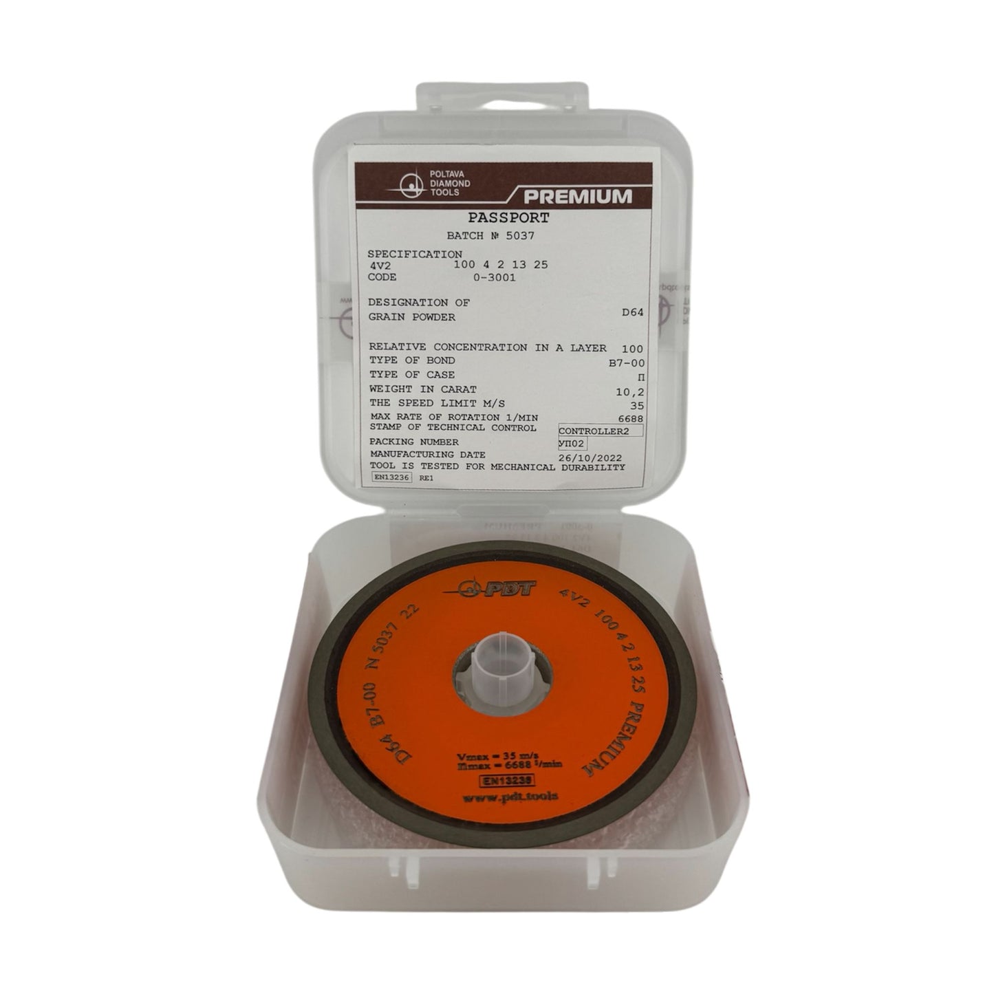 Diamond facing grinding wheel 4V2 100-4-2-13-25 D64 PREMIUM B7-00