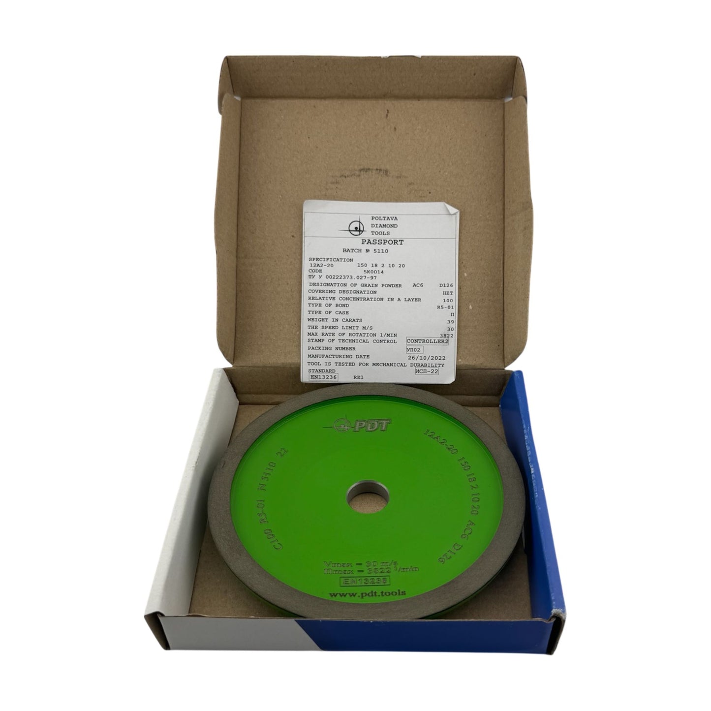 Diamond grinding wheel 12A2-20 150-18-2-10-20 D126 C100 R5-01