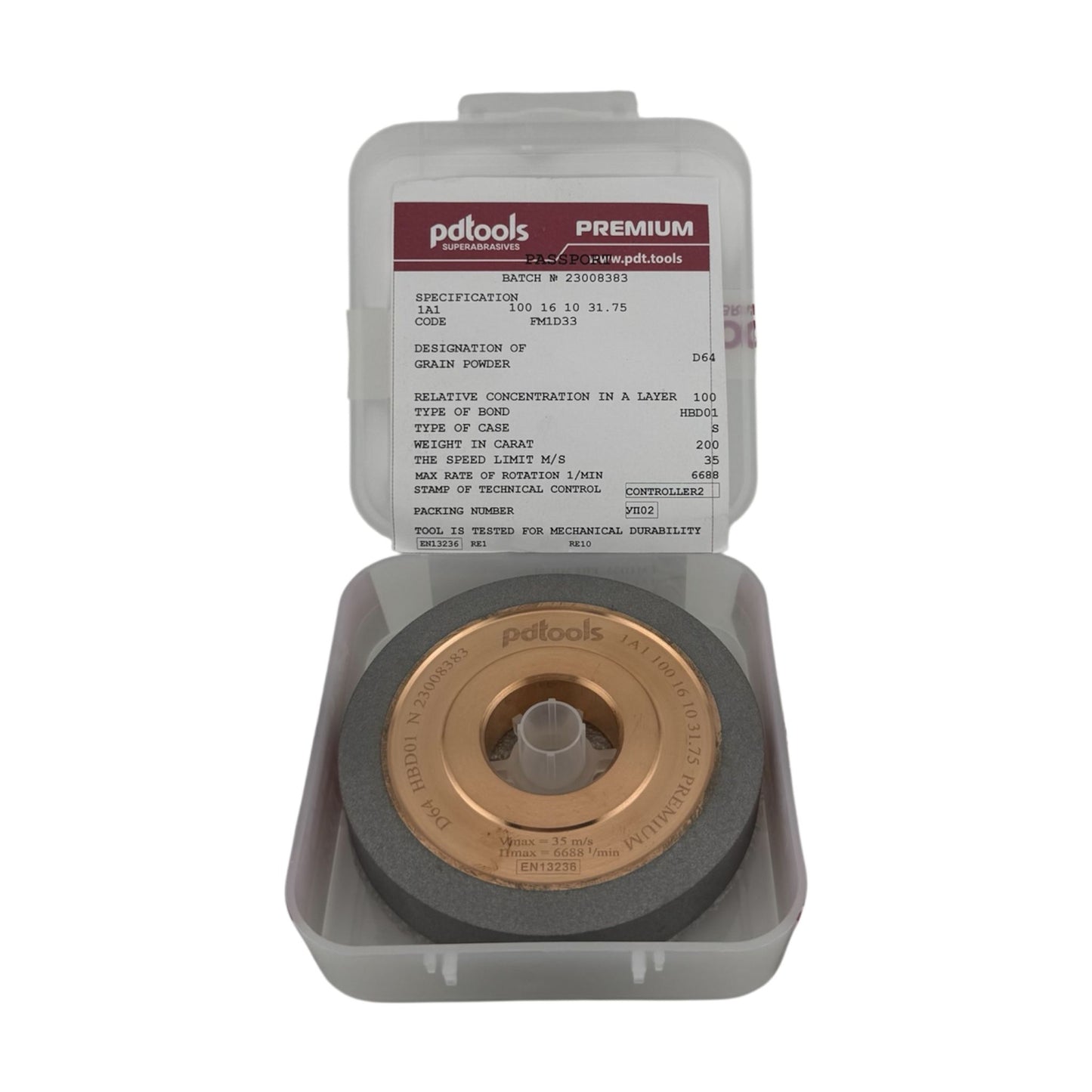 Diamond grinding wheel 1A1 100-16-10-31.75 D64 PREMIUM HPD01