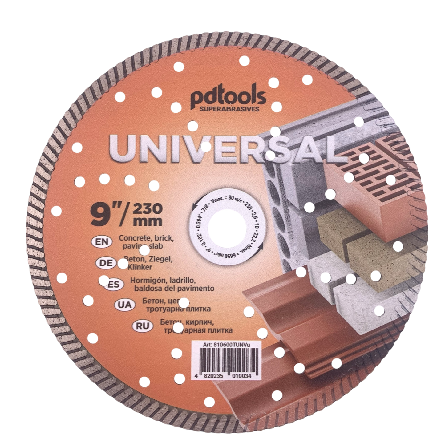 Diamond cutting disc TURBO UNIVERSAL 9''