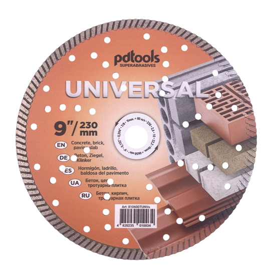 Diamond cutting disc TURBO UNIVERSAL 9''