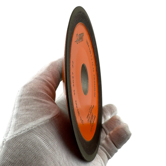 side view 6 inch diamond grinding wheel 12R4 dish type 200 grit 32mm arbor for carbide tools