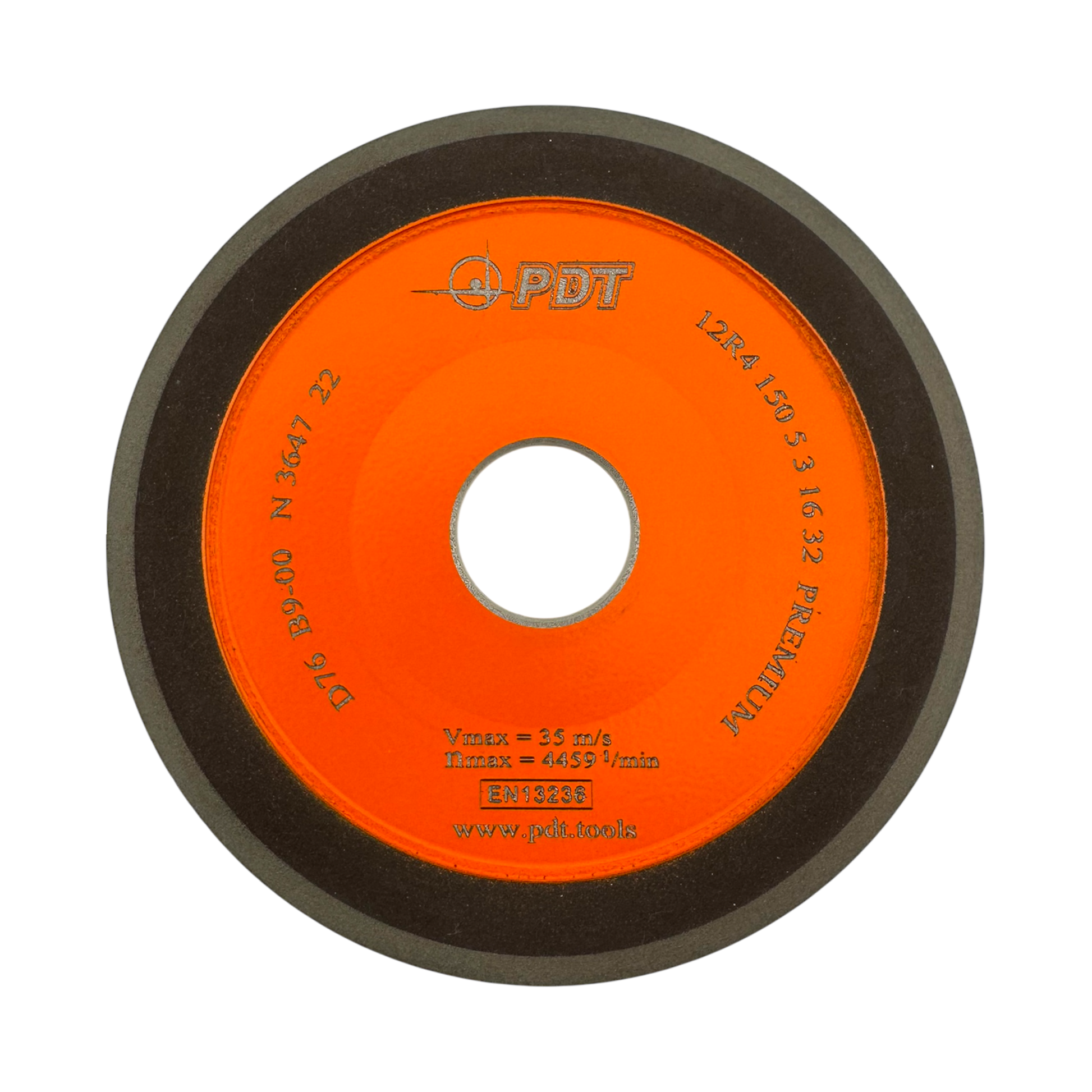front view 6 inch diamond grinding wheel 12R4 dish type 200 grit 32mm arbor for carbide tools
