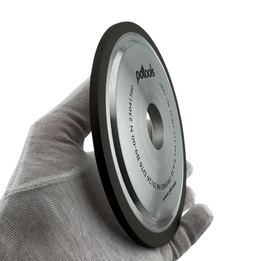 side view in hand 6 inch diamond  wheel 14M1 flat type 120/220/400 triple grit 32mm arbor for carbide tools sharpening 